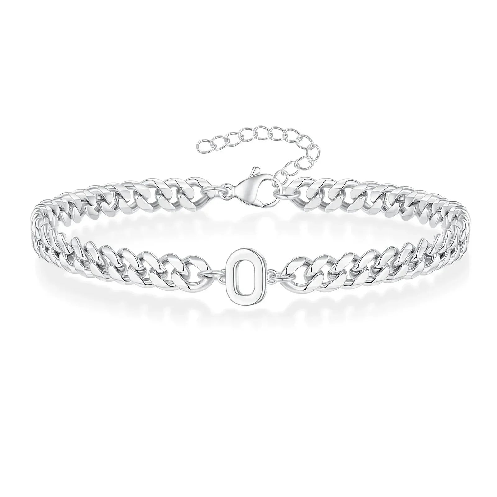 Couples Letter Initial Cuban Link Bracelet Stainless Steel Adjustable Unisex Jewelry Gift