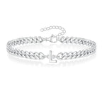 Couples Letter Initial Cuban Link Bracelet Stainless Steel Adjustable Unisex Jewelry Gift