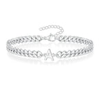 Couples Letter Initial Cuban Link Bracelet Stainless Steel Adjustable Unisex Jewelry Gift