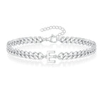 Couples Letter Initial Cuban Link Bracelet Stainless Steel Adjustable Unisex Jewelry Gift