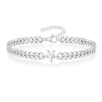 Couples Letter Initial Cuban Link Bracelet Stainless Steel Adjustable Unisex Jewelry Gift