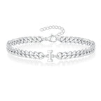 Couples Letter Initial Cuban Link Bracelet Stainless Steel Adjustable Unisex Jewelry Gift