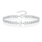 Couples Letter Initial Cuban Link Bracelet Stainless Steel Adjustable Unisex Jewelry Gift