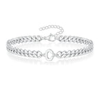 Couples Letter Initial Cuban Link Bracelet Stainless Steel Adjustable Unisex Jewelry Gift