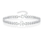 Couples Letter Initial Cuban Link Bracelet Stainless Steel Adjustable Unisex Jewelry Gift