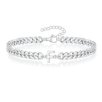 Couples Letter Initial Cuban Link Bracelet Stainless Steel Adjustable Unisex Jewelry Gift