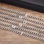 Couples Letter Initial Cuban Link Bracelet Stainless Steel Adjustable Unisex Jewelry Gift