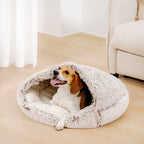 Semi-Open Cotton Pet Bed Soft Plush Nest with Non-Slip Base for Cats and Small Pets