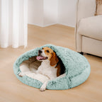 Semi-Open Cotton Pet Bed Soft Plush Nest with Non-Slip Base for Cats and Small Pets