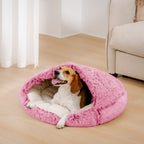 Semi-Open Cotton Pet Bed Soft Plush Nest with Non-Slip Base for Cats and Small Pets
