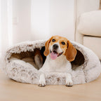 Semi-Open Cotton Pet Bed Soft Plush Nest with Non-Slip Base for Cats and Small Pets