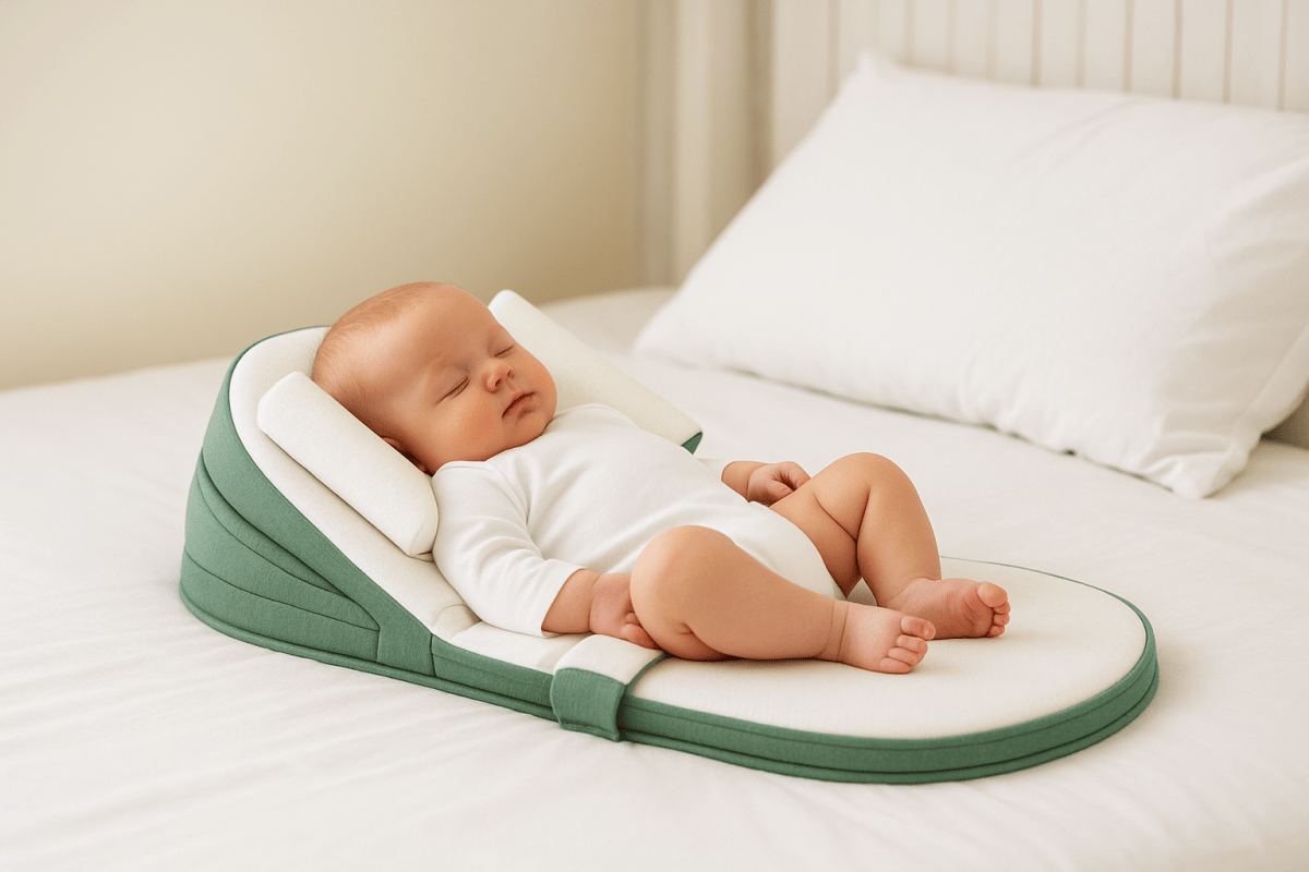 CozyCradle Newborn Side Sleeper Pillow with Anti-Reflux Incline Hypoallergenic Foam