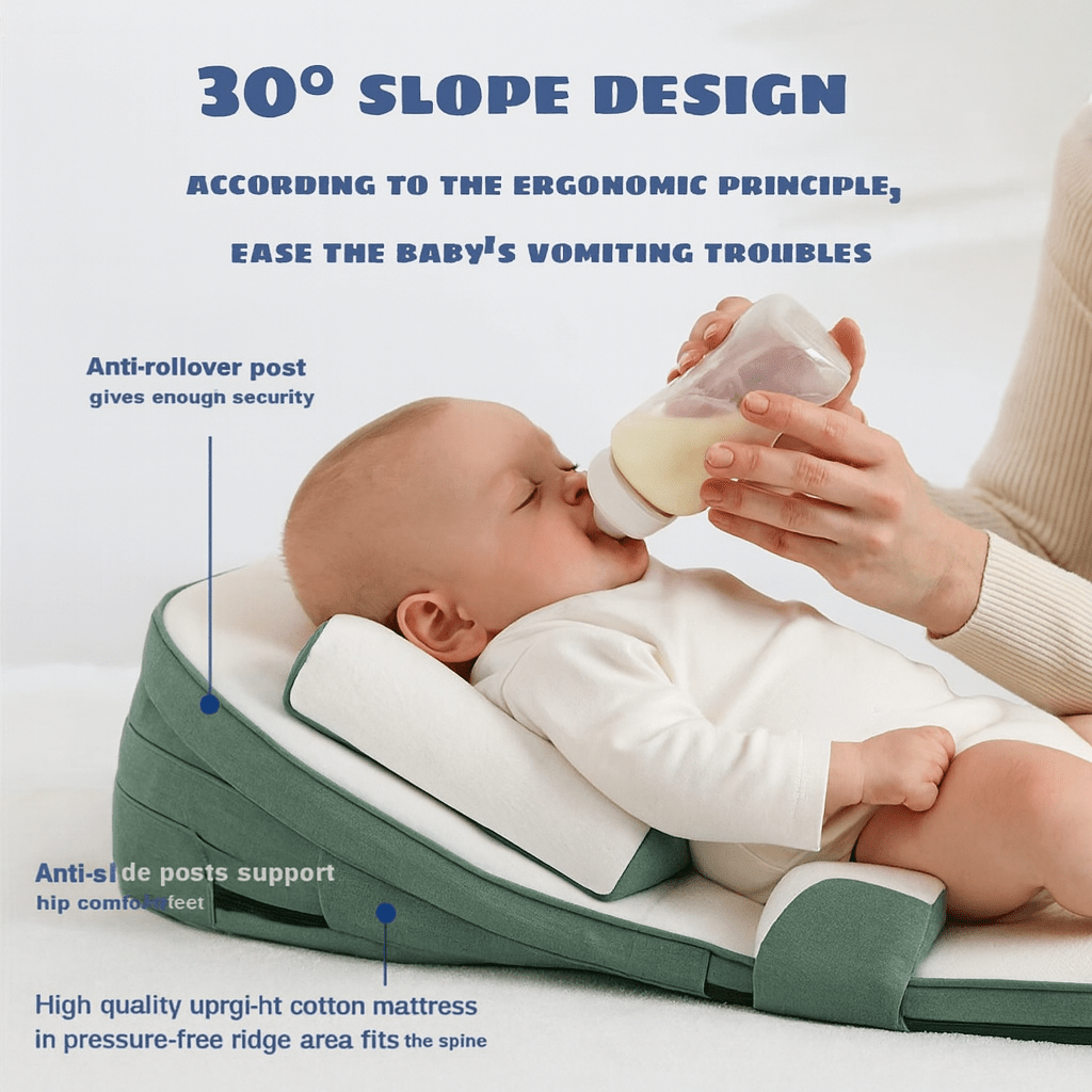 CozyCradle Newborn Side Sleeper Pillow with Anti-Reflux Incline Hypoallergenic Foam