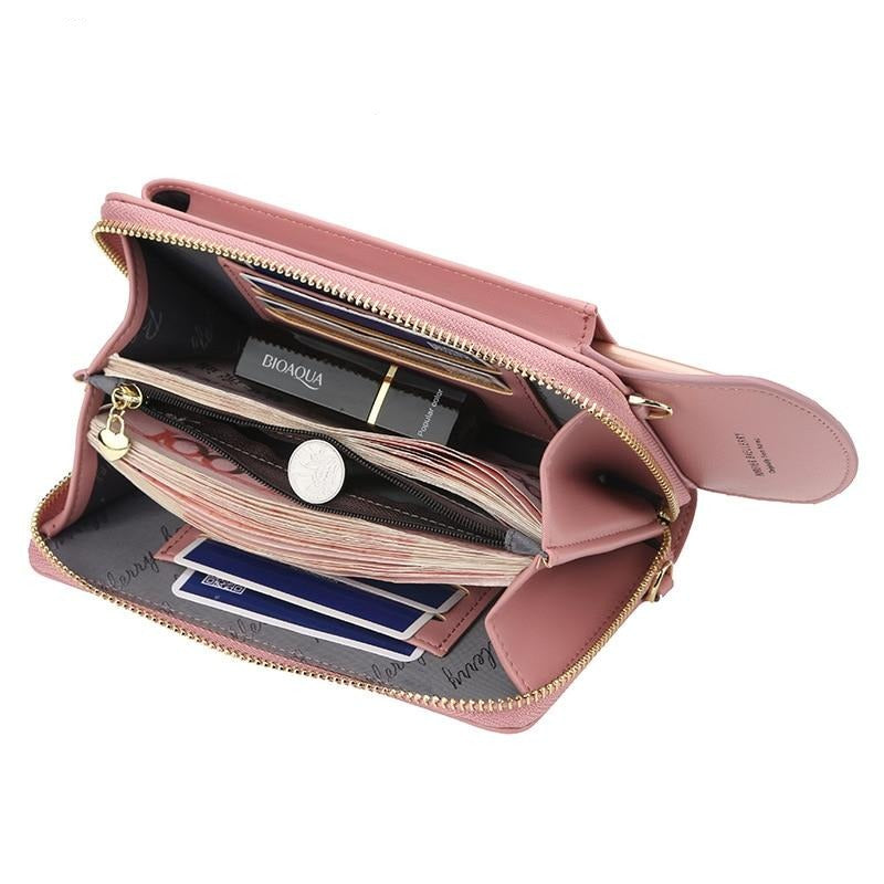 Crossbody Handbag Synthetic Leather Spacious Zip Pockets Elegant Fashionable Everyday Bag