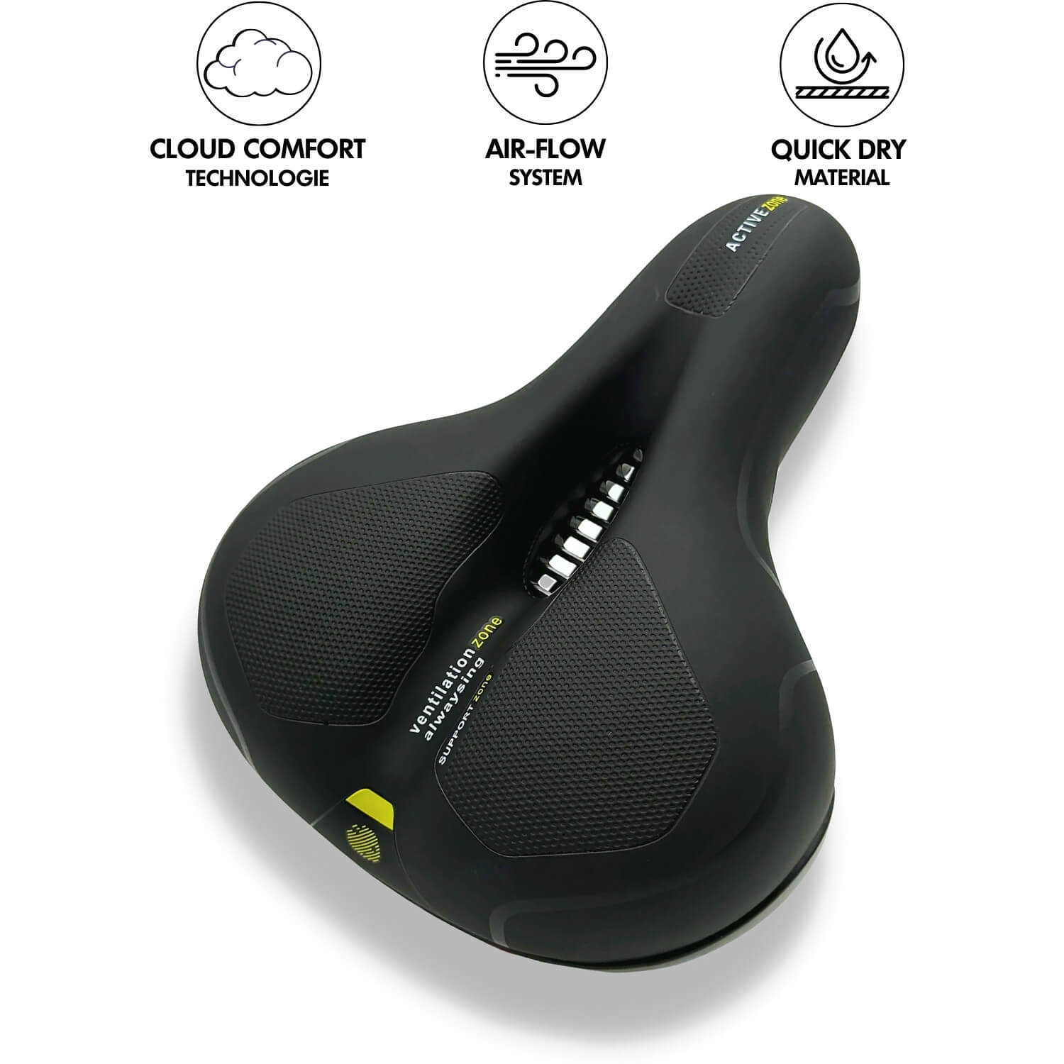 BicycleComfort Pro Ergonomic Bicycle Saddle Pain-Free Orthopedic Seat with Reflective Strip and Water-Resistant Synthetic Leather