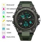 Men's Waterproof Dual-Display Sport Watch with Luminous Dial and Resin Strap