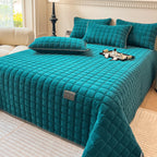 Soft Plush Square-Textured Bedspread Throw Blanket 79x90 Inches Multiple Colors