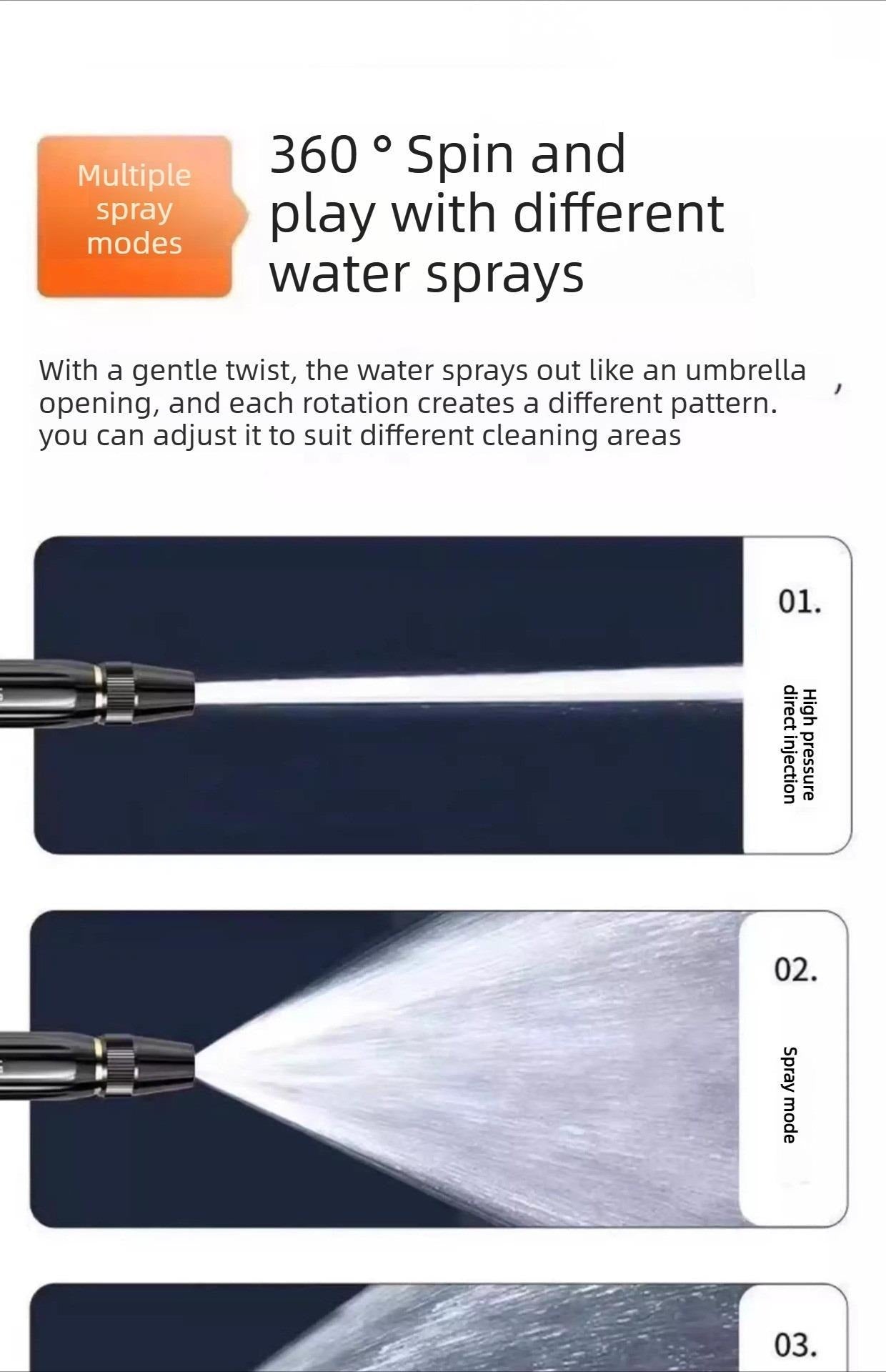Garden Hose Power Nozzle Stainless Steel Dual Spray Jet and Fan Water Hose Attachment