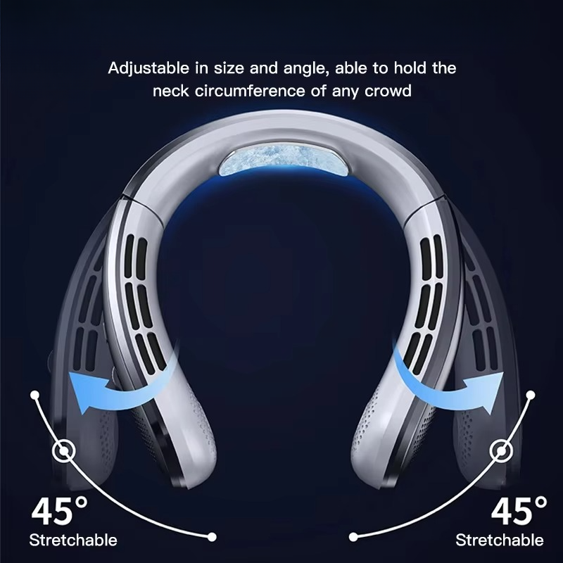 Portable Neck Air Conditioner Cooling Fan Rechargeable Leafless Personal Wearable Fan