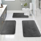 VelvaLuxe 3-Piece Memory Foam Bath Mat Set Non-Slip Absorbent Machine Washable