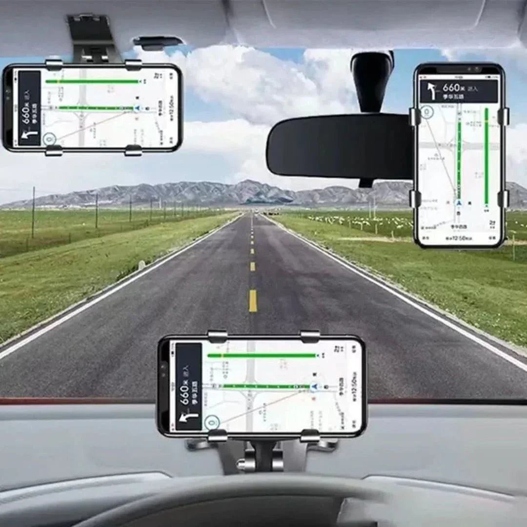 Universal Rotatable Phone Holder for Car Dashboard Adjustable Hands-Free Navigation Mount Black