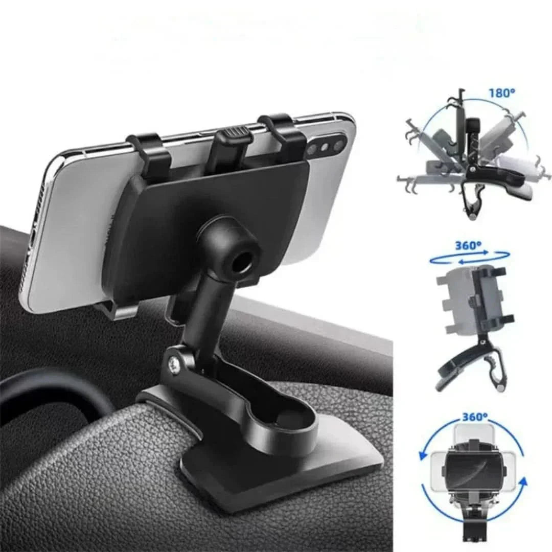Universal Rotatable Phone Holder for Car Dashboard Adjustable Hands-Free Navigation Mount Black