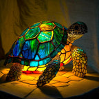 Animal Head Night Light Resin Lamp Stained Glass Style Soft Glow Accent Light