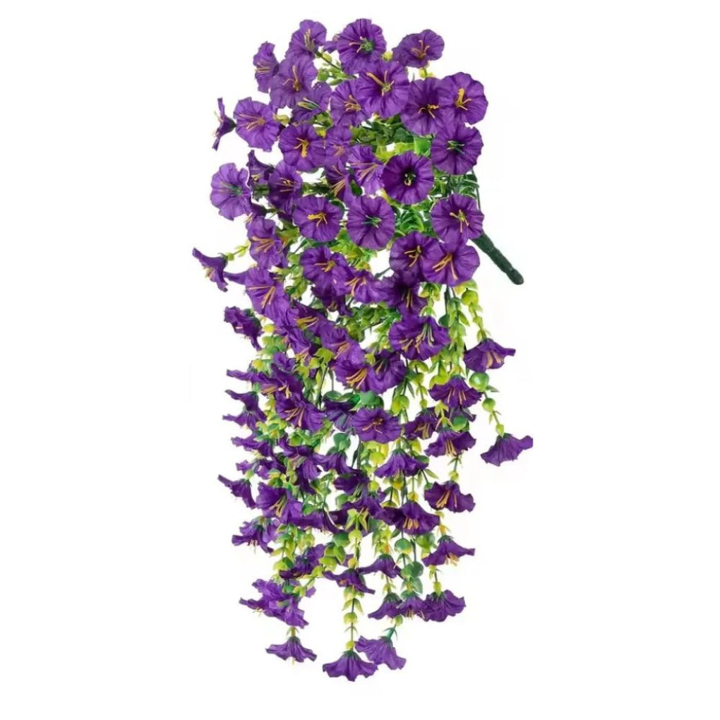 Artificial Morning Glory Vine Garland UV-Resistant Plastic Hanging Floral Decor for Indoor Home and Event Use