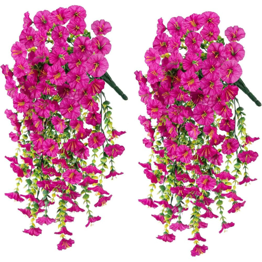 Artificial Morning Glory Vine Garland UV-Resistant Plastic Hanging Floral Decor for Indoor Home and Event Use