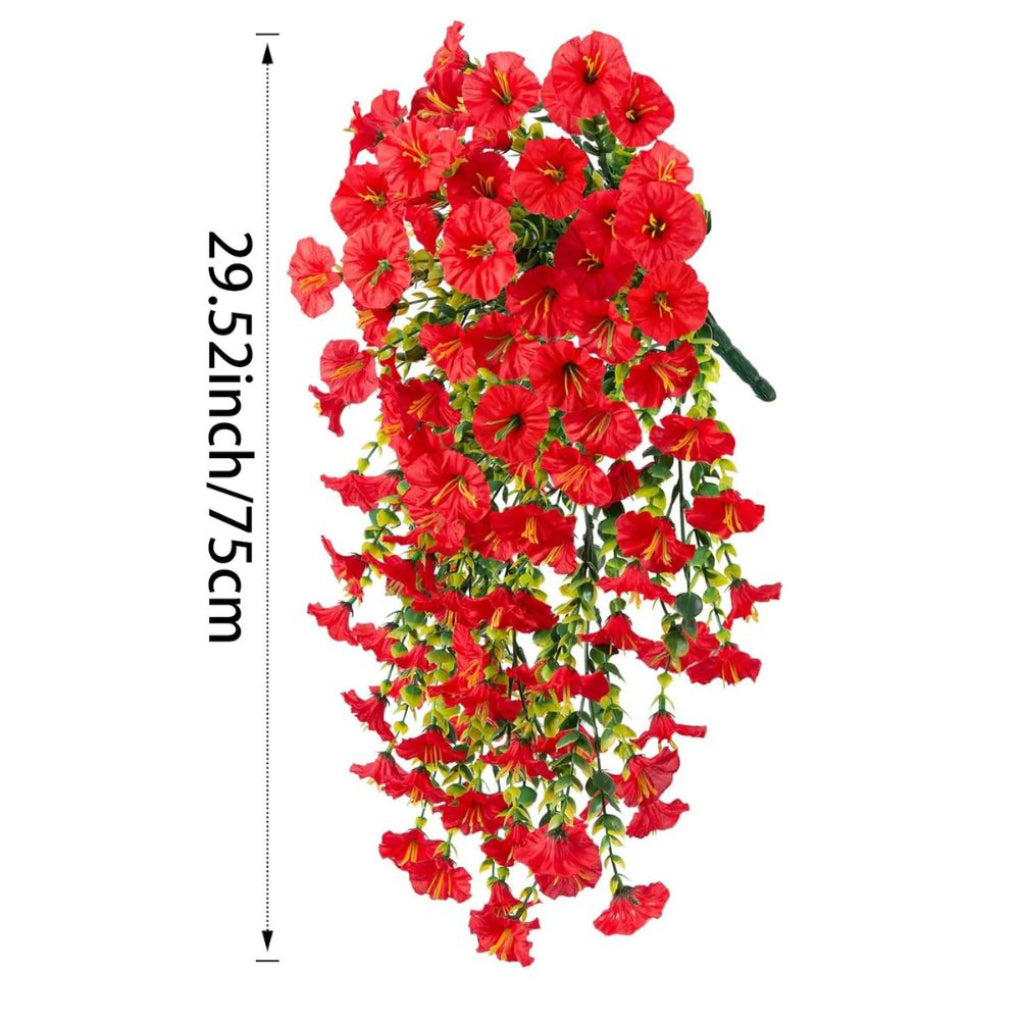 Artificial Morning Glory Vine Garland UV-Resistant Plastic Hanging Floral Decor for Indoor Home and Event Use