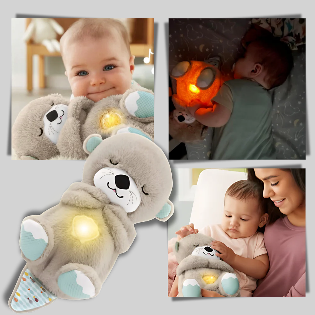 Baby Otter Plush Toy with Soothing Sound and Light, Soft Huggable Sleep Aid, 30 cm