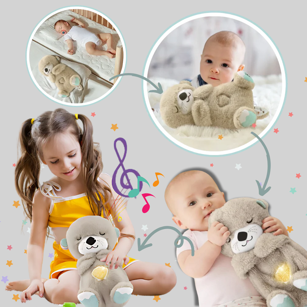 Baby Otter Plush Toy with Soothing Sound and Light, Soft Huggable Sleep Aid, 30 cm