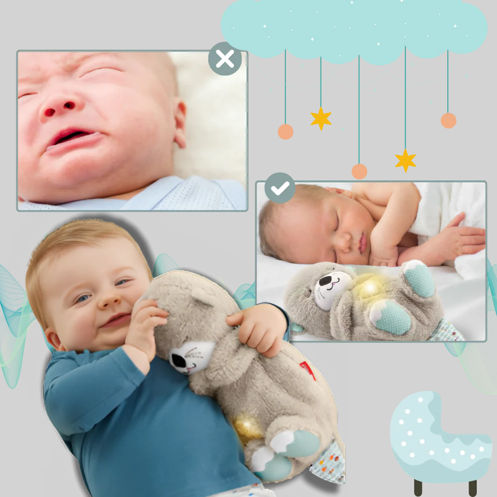 Baby Otter Plush Toy with Soothing Sound and Light, Soft Huggable Sleep Aid, 30 cm