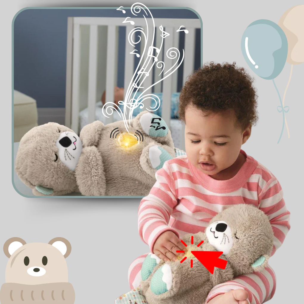Baby Otter Plush Toy with Soothing Sound and Light, Soft Huggable Sleep Aid, 30 cm