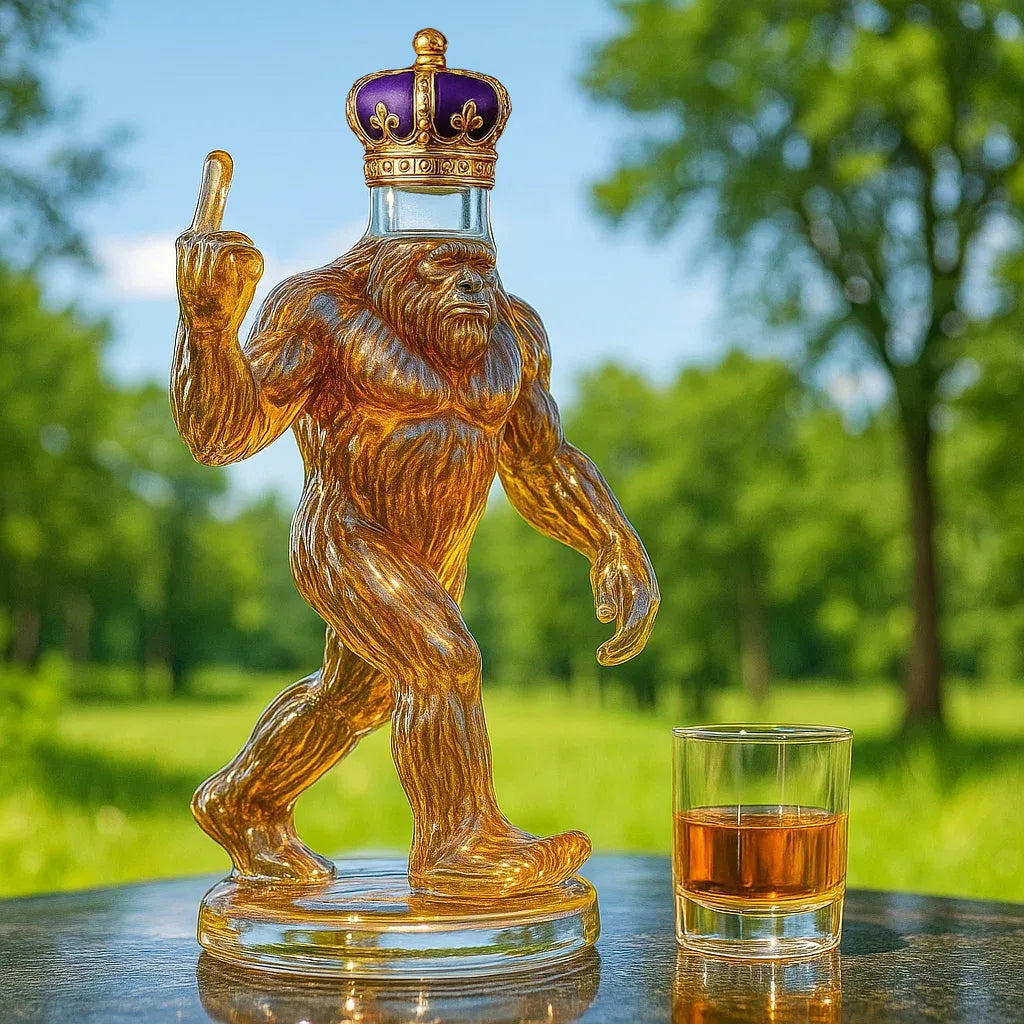BeastBrew Whiskey Decanter with Quirky Bigfoot Design Fun Barware Gift for Whiskey Lovers
