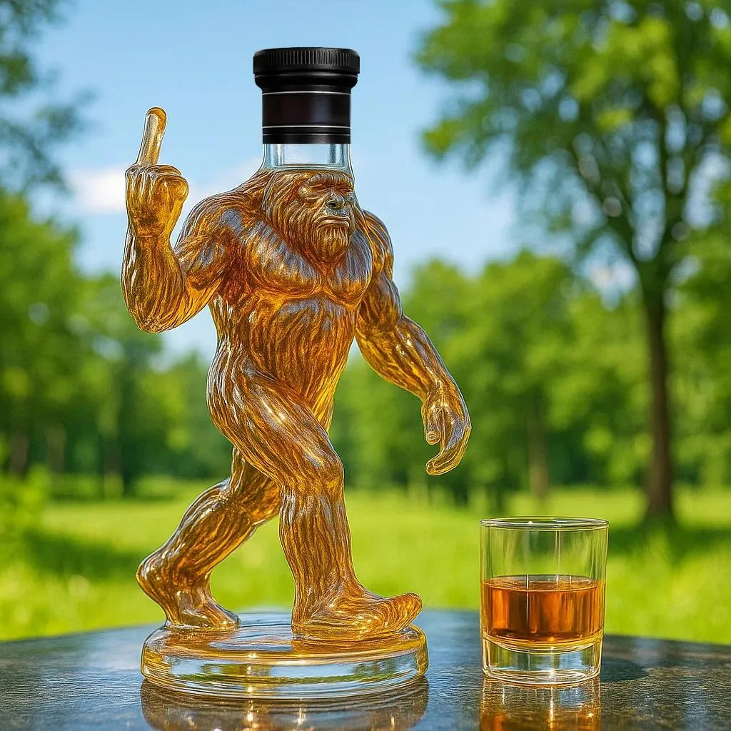 BeastBrew Whiskey Decanter with Quirky Bigfoot Design Fun Barware Gift for Whiskey Lovers