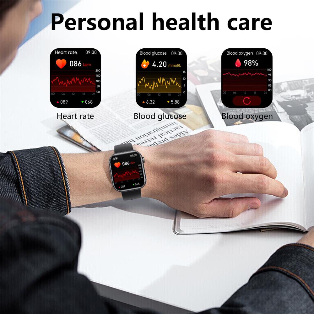 Davy Smartwatch with Glucose Monitor, Blood Pressure, Blood Oxygen, Heart Rate, Sleep Tracker, Bluetooth Calls