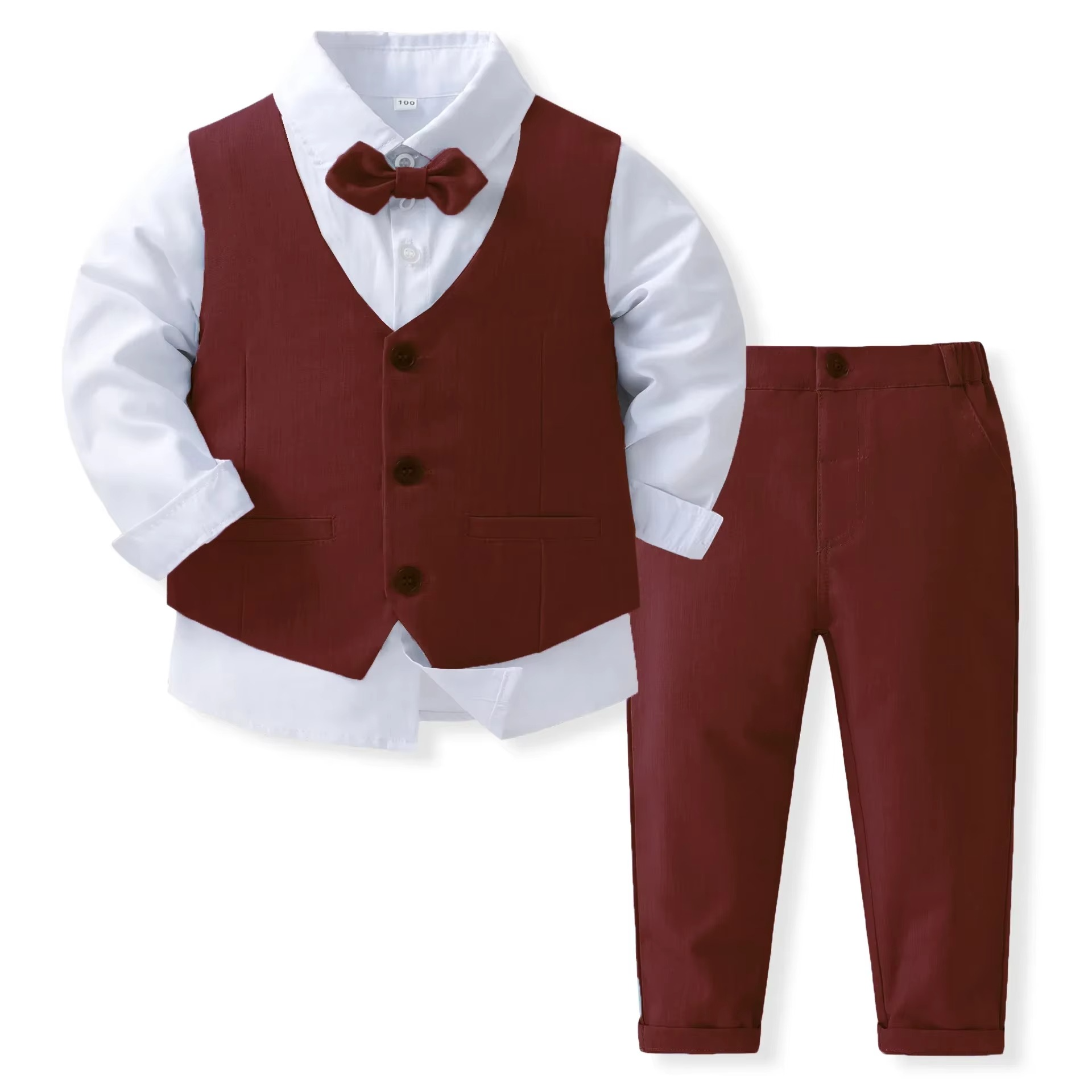 Boys Formal Cotton Suit Set Toddler Kids Lightweight Tailored Fit Shirt and Pants