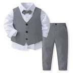 Boys Formal Cotton Suit Set Toddler Kids Lightweight Tailored Fit Shirt and Pants