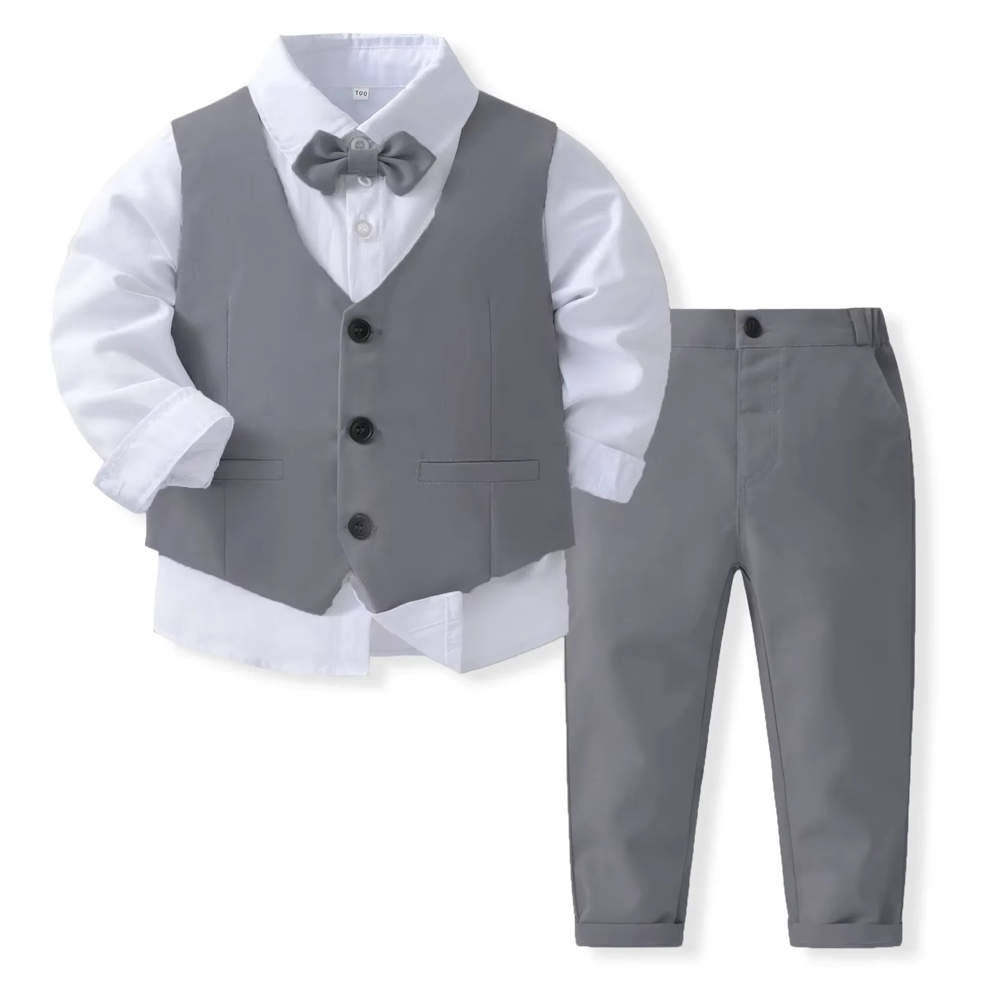 Boys Formal Cotton Suit Set Toddler Kids Lightweight Tailored Fit Shirt and Pants