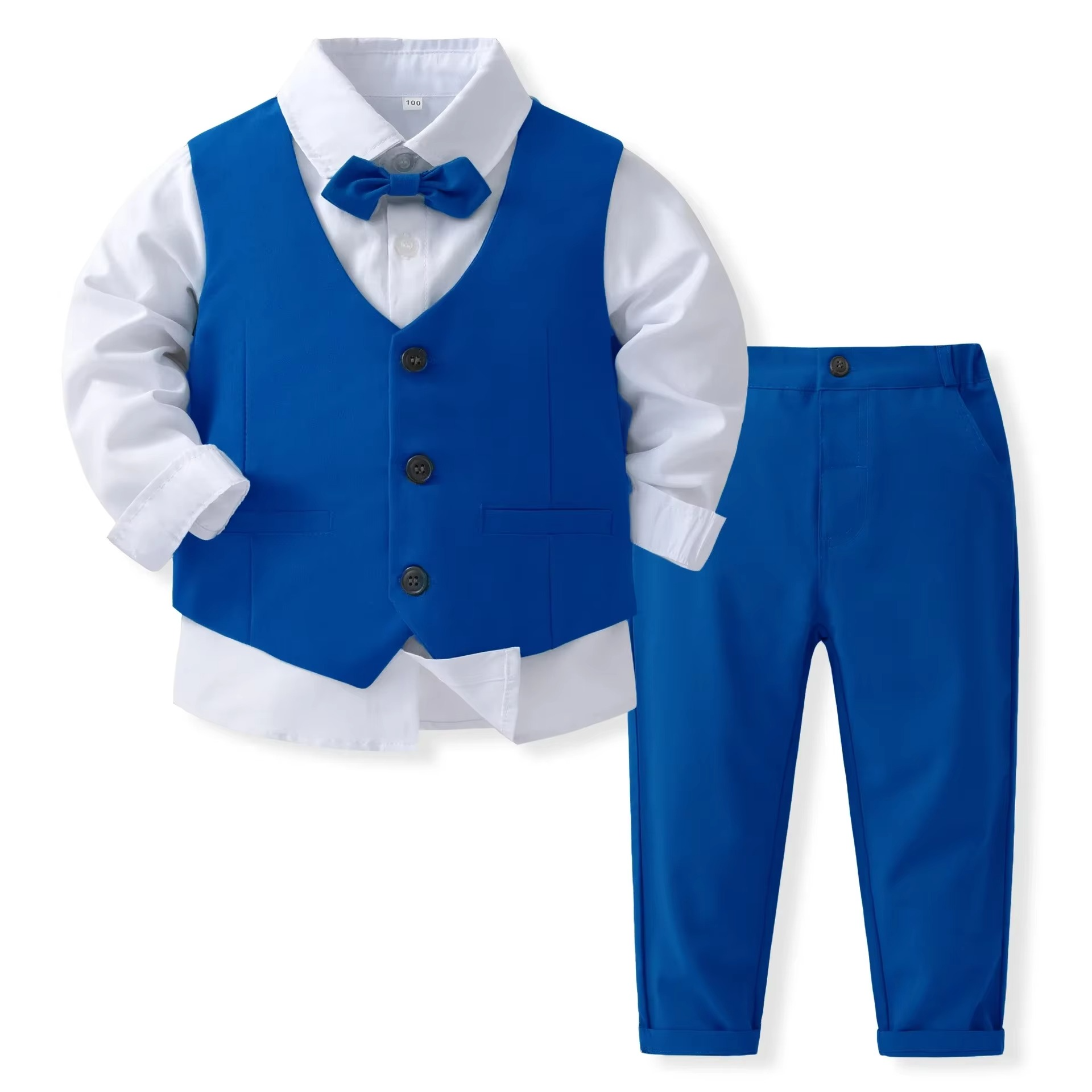 Boys Formal Cotton Suit Set Toddler Kids Lightweight Tailored Fit Shirt and Pants