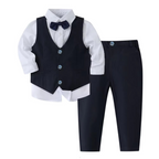 Boys Formal Cotton Suit Set Toddler Kids Lightweight Tailored Fit Shirt and Pants