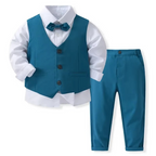 Boys Formal Cotton Suit Set Toddler Kids Lightweight Tailored Fit Shirt and Pants