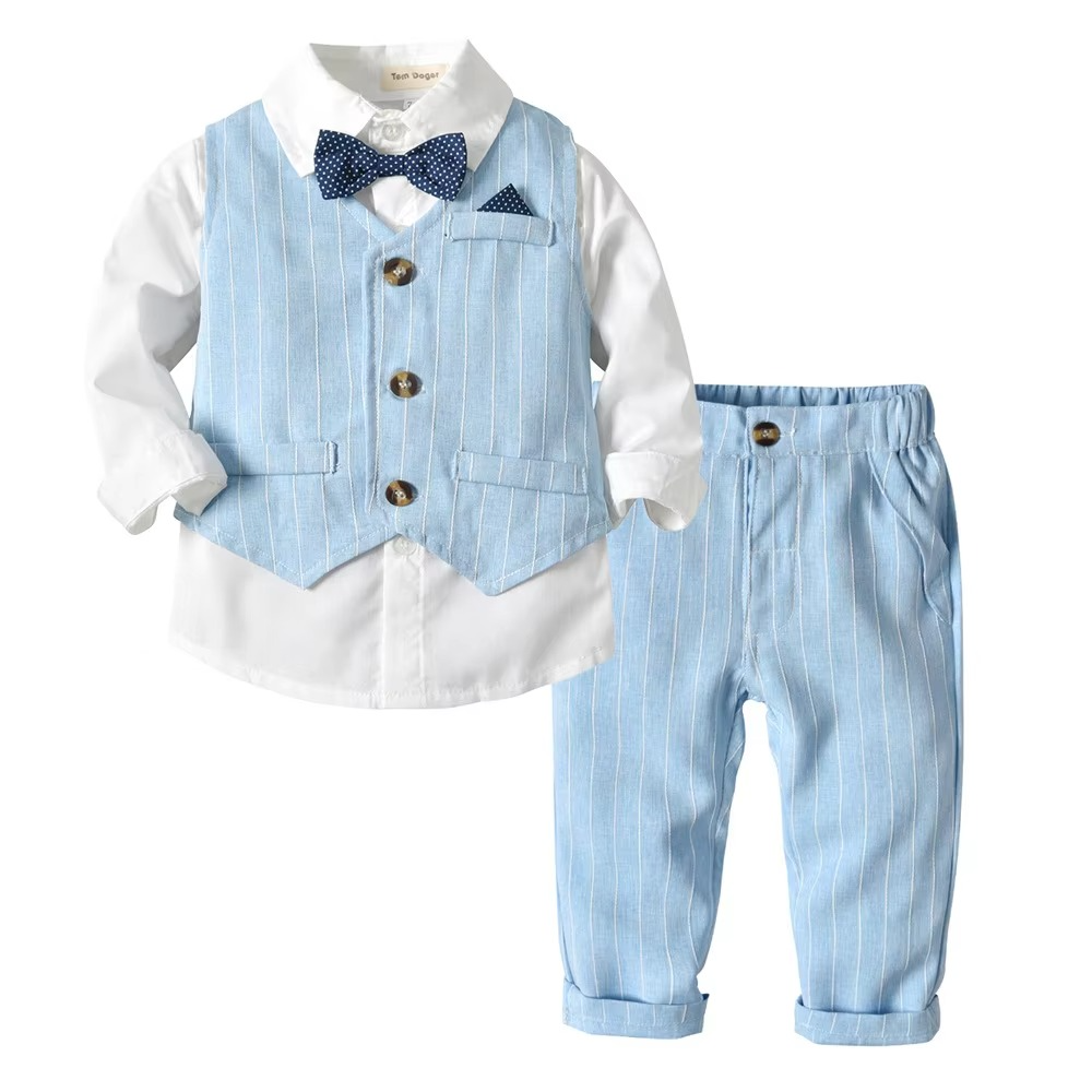 Boys Formal Cotton Suit Set Toddler Kids Lightweight Tailored Fit Shirt and Pants