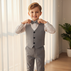 Boys Formal Cotton Suit Set Toddler Kids Lightweight Tailored Fit Shirt and Pants