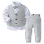 Boys Formal Cotton Suit Set Toddler Kids Lightweight Tailored Fit Shirt and Pants