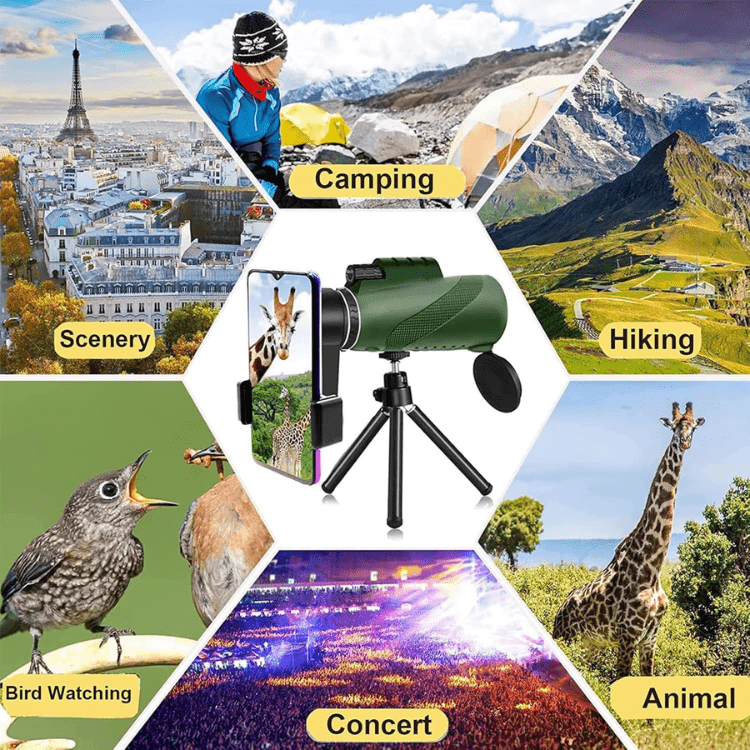 Davy Compact 600x Ultra-Zoom Monocular with HD Lens Lightweight Weatherproof for Hiking Birdwatching Sports