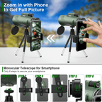 Davy Compact 600x Ultra-Zoom Monocular with HD Lens Lightweight Weatherproof for Hiking Birdwatching Sports
