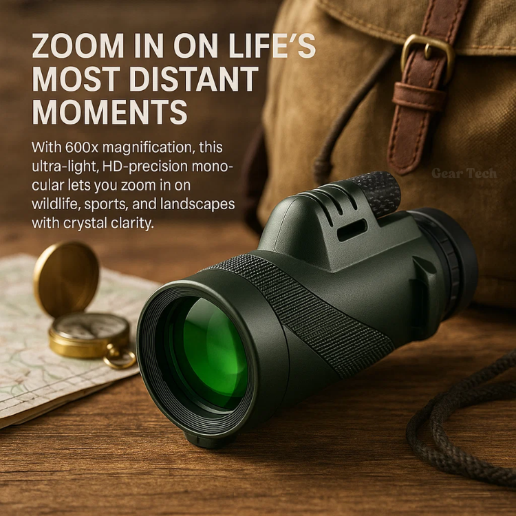 Davy Compact 600x Ultra-Zoom Monocular with HD Lens Lightweight Weatherproof for Hiking Birdwatching Sports