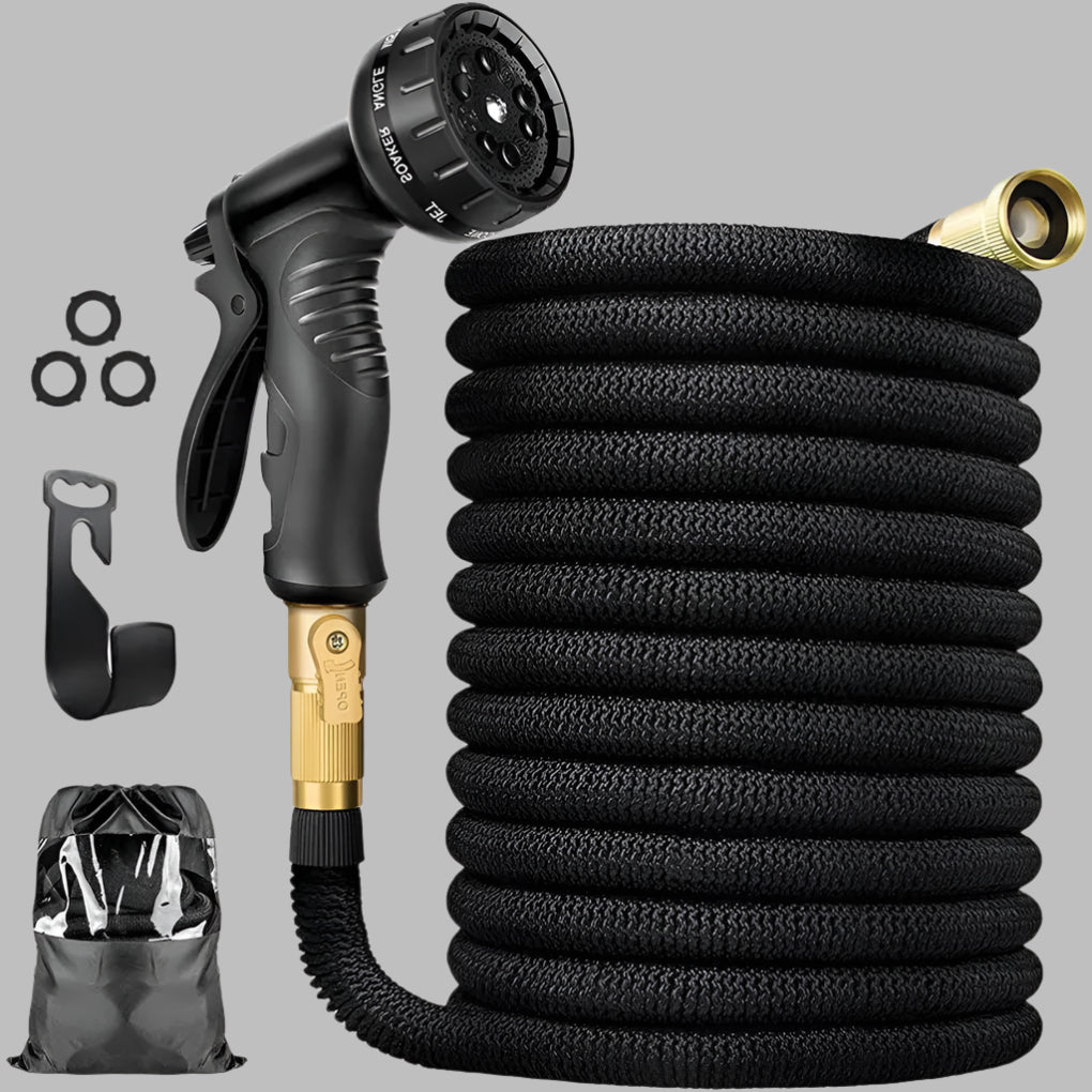 Expandable Garden Hose 30 Meter Lightweight Kink-Free with Multiple Spray Patterns and Brass Connectors